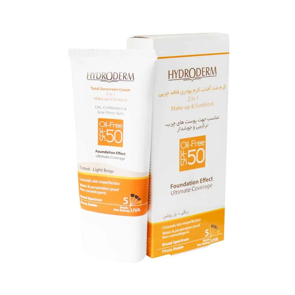 کرم ضد آفتاب کرم پودری فاقد چربی SPF50 هیدرودرم 40 گرم