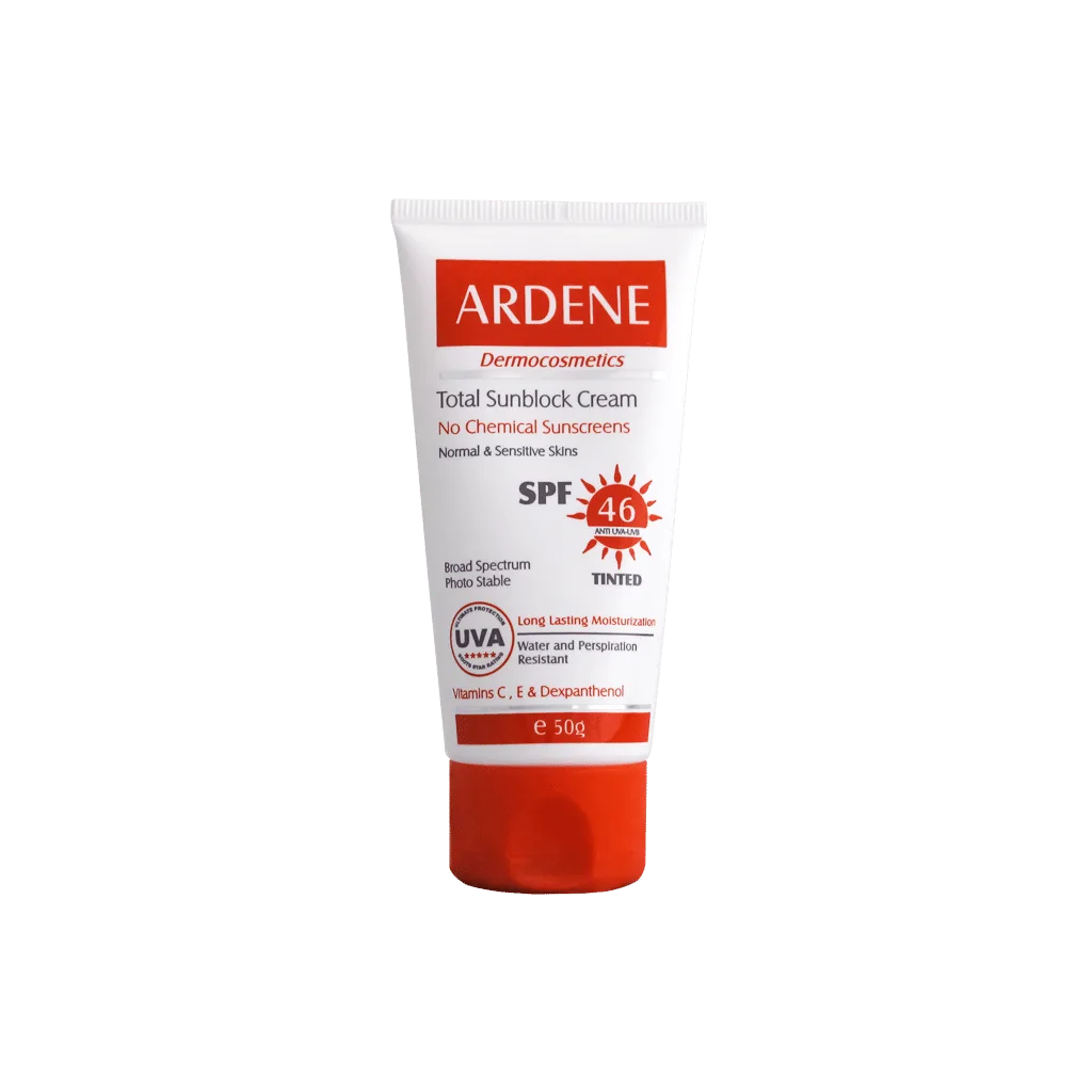 کرم ضد آفتاب رنگی SPF46 آردن فاقد جاذب های شیمیایی مناسب پوست های معمولی و حساس ۵۰ گرم