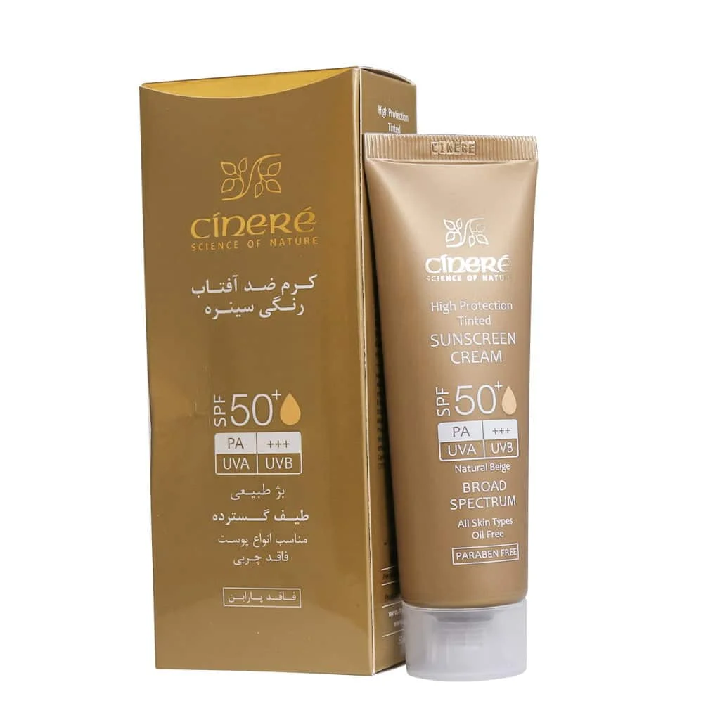 کرم ضد آفتاب رنگی SPF50 انواع پوست سینره 50 میلی لیتر