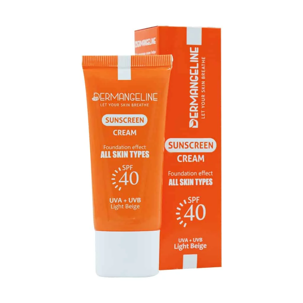 ضد آفتاب کرم پودری SPF40 درم انجلین مناسب انواع پوست 30 میلی لیتر