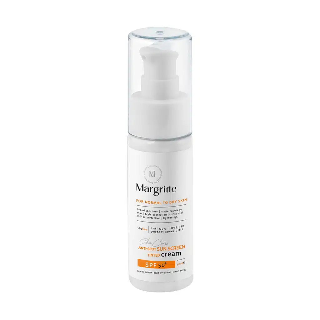 کرم ضد آفتاب روشن کننده SPF50 پوست نرمال تا خشک مارگریت 50 میلی لیتر