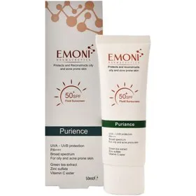 فلوئید ضد آفتاب بی‌رنگ پیورینس SPF50 امونی ۵۰ میلی‌لیتر