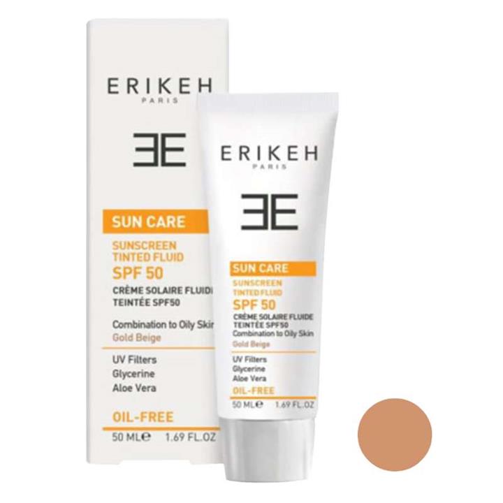 کرم ضد آفتاب رنگی SPF50 اریکه مناسب پوست های چرب 50 میلی لیتر