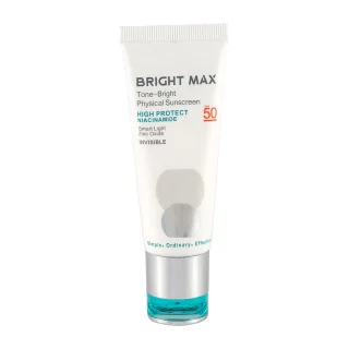 ضد آفتاب فیزیکال بی رنگ برایت مکس مدل Tone Bright با SPF 50 حجم 40 میلی لیتر